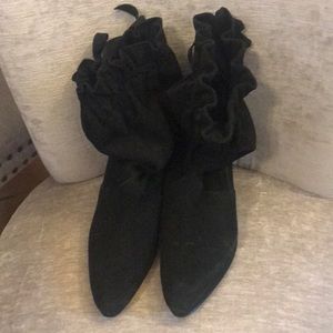 Black suede slouch boots
